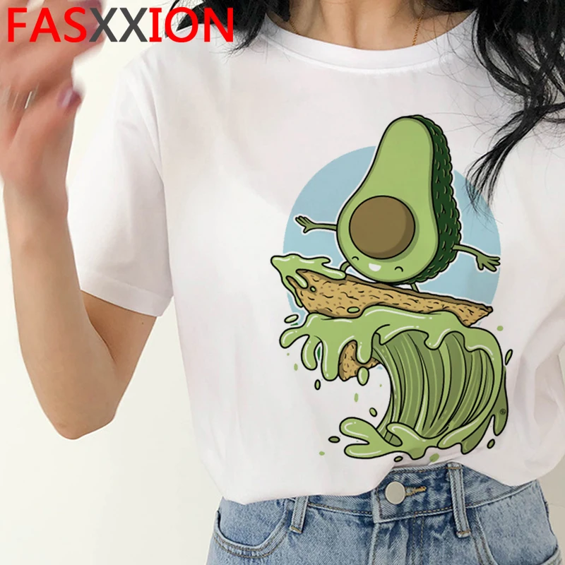 Kawaii Avocado Funny Cartoon T Shirt Women Summer Vegan Cute Anime T-shirt 90s Summer Graphic Tshirt Fashion Top Tees Female
