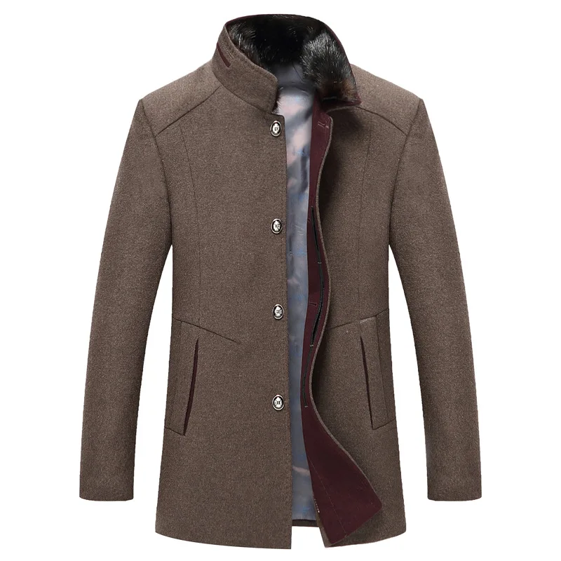 

Foreign Trade Amazon Direct Supply 2019 Korean-style New Style Mid-length Overcoat Men Woolen Trench Coat Casual
