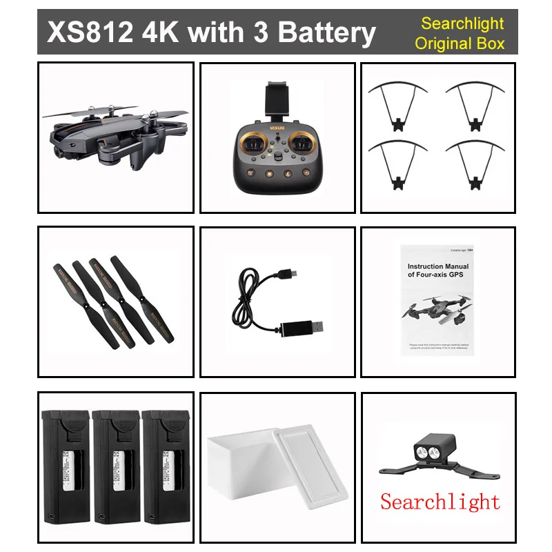 VISUO XS812 gps Радиоуправляемый Дрон с 1080 P/4 K HD камерой 5G Wi-Fi FPV высота удержания один ключ возврат RC Квадрокоптер Вертолет VS XS809S E58 - Цвет: 4K 3B FB Light