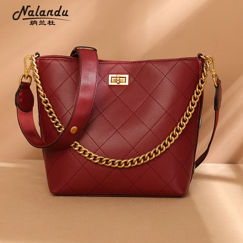 

Nalan Du Hippies WOMEN'S Bag Genuine Leather 2020 New Style Autumn And Winter Korean-style Leather Shoulder-bag Bucket Bag Shoul