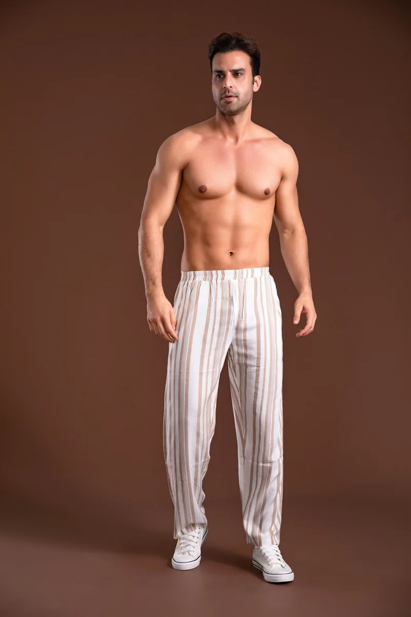 pink silk pajamas Mens Pajama Pants Casual Home Suit Sleep Bottoms Stripe Wear Outside Thin Man Trousers Loose Breathable Big Size Cp Pyjama Pants black pajama pants