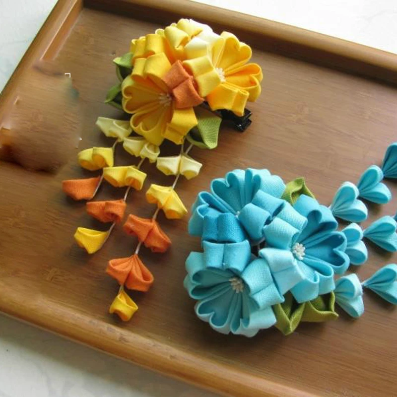 1 шт., ручная работа, японская Сакура tsuami zaiku kanzashi, заколка для волос, ткань, цветок, для декора одежды, аксессуары, Cos Реквизит для костюмов, женщин