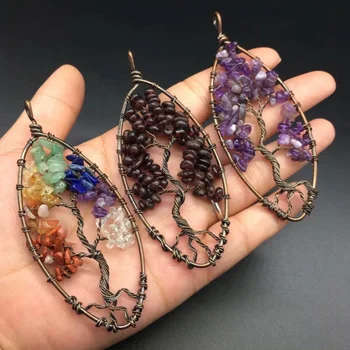 

1PCS 42*92mm Natural Stone Charms Pendant Crystal Stone Life Stone Tree Charms Pendant For DIY Jewelry Accessories