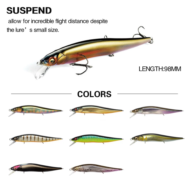 1pcs 98mm Suspension Minnow Fishing Lure Wobbler 3d Eyes Hard Bait 3 Fish  Hooks Crankbait Floating Fishing Tackle - Fishing Lures - AliExpress