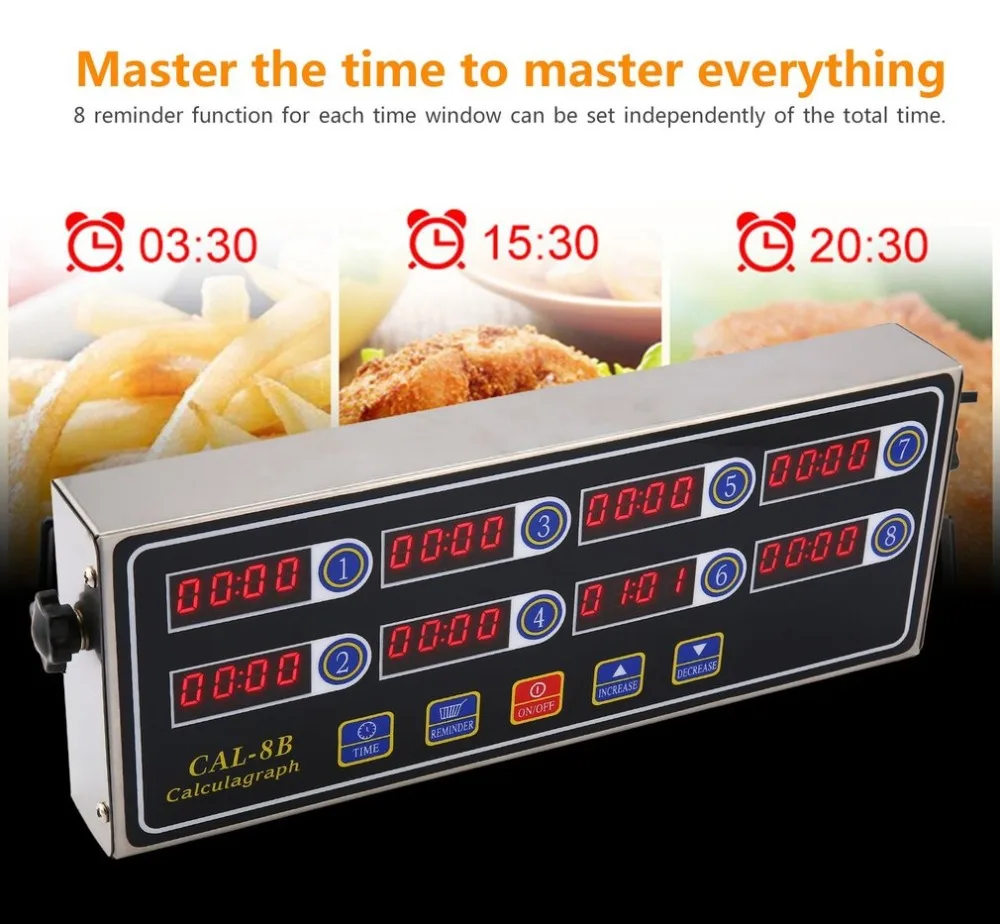 CAL-8B портативный Calculagraph 8 канальный цифровой таймер кухня приготовления времени ЖК-дисплей часы встряхивание напоминание