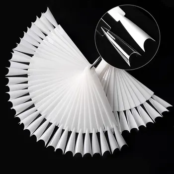 

50Pcs Fan Shaped Nail Display Sticks French False Nail Art Tips Gel Polish Display Stand Natural Buckle Ring Training Tools