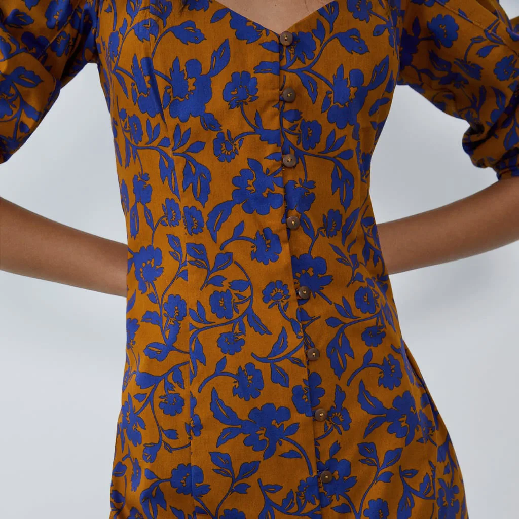 Ceny 2019 ZA nowo moda Vintage obcisła sukienka kobiety wczesna jesień Trendy Tie barwnik sukienka wesele sukienka bufiaste rękawy odzież