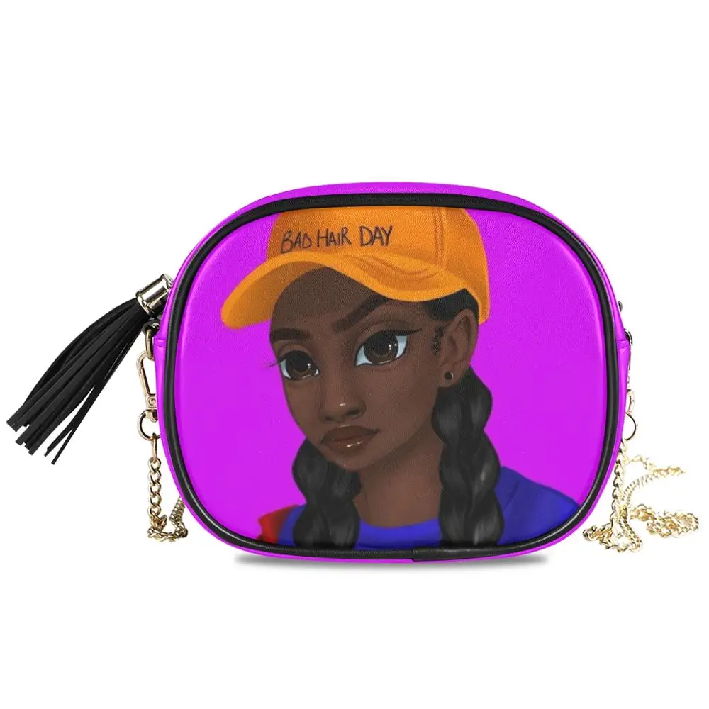 

ALAZA chain women's bag PINK Shoulder Afro Girls Black High-quality PU Leather Messenger Bag lady Small crossbody Square Bags