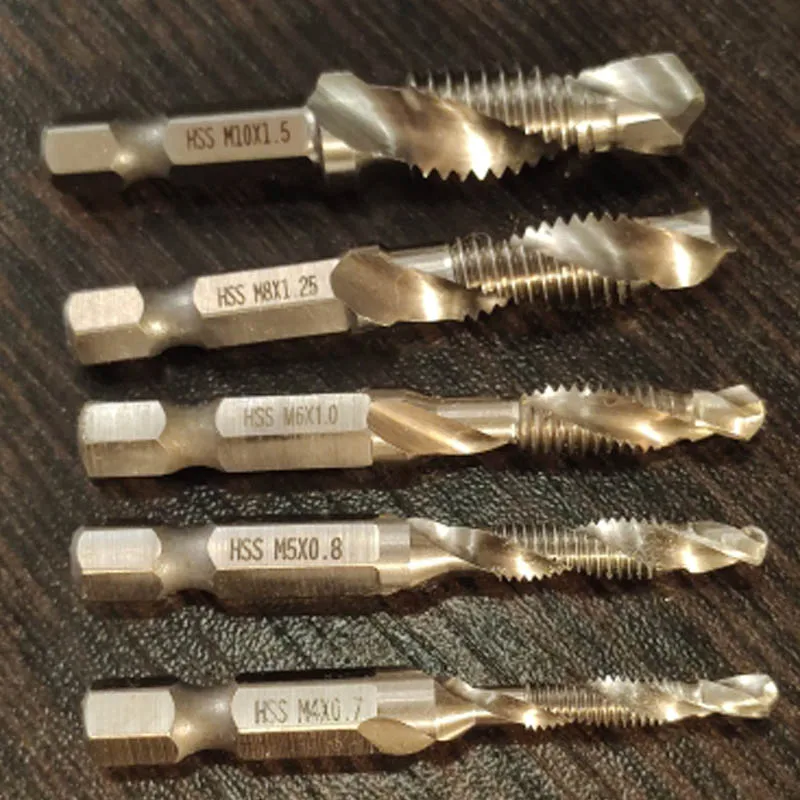 Drill Bit Set 1pc 1/4" Hex Shank Drill Bit HSS Screw Tap Drill Bits Hss Taps Countersink Set HSS Composite Tap Drills M3 M4 M5 M6 M8 M10