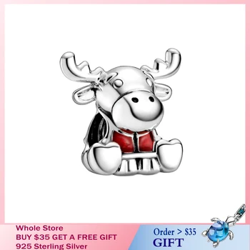 

The Second Summer New Latest Red cow horn beads Charm fit Original Pandora Bracelets 100% 925 Sterling Silver DIY Lady Brithday