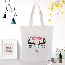 Вместительная сумка для покупок Холщовая Сумка черная иллюстрация текст DIY ежедневное использование пользовательский принт Логотип эко многоразовая утилизация