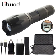 Litwod Z40 power bank USB led Flashlight torch XM-L2 U3 Tactical Zoomable Powerful Light Lamp camping Lighting For USB Charger