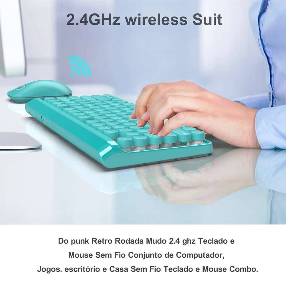 Hxsj K67 беспроводная клавиатура и мышь комплект 2,4G Беспроводная Ретро круглая подвеска Keycap клавиатура и мышь комплект беспроводная клавиатура USB