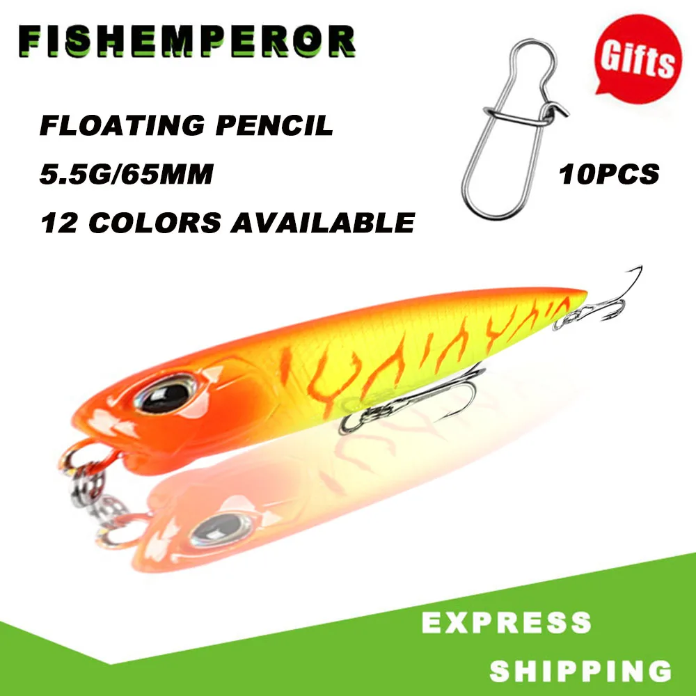 

1pc Topwater Floating Pencil Fishing Lure 65mm 5.5g Fish Lures Artificial Hard Pesca Tackle Free Quick Bait Changing Accessories