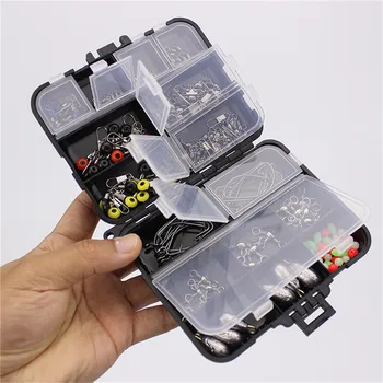 

160pcs/box Fishing Accessories Kit, Including Jig Hooks Different Fishing Swivels Snaps Fishing Set with Tackle Box