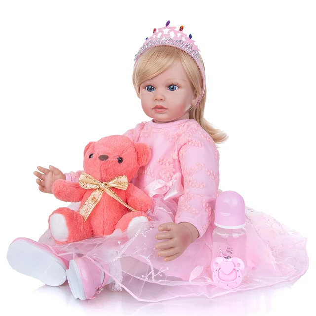 24 Silicone Reborn Toddler Baby Doll Toys 60cm pink Princess Girl Like Alive  Bebe reborn Girls Brinquedos Collection gift toys - AliExpress