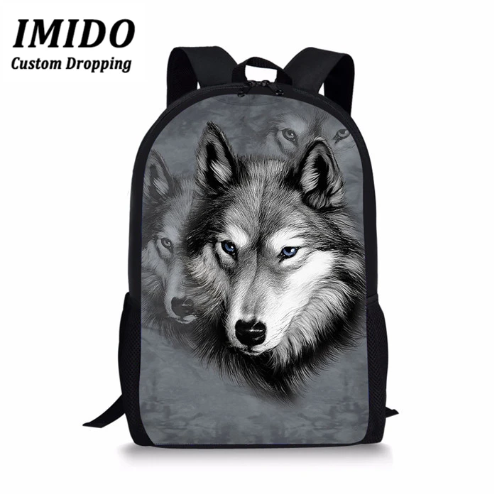 IMIDO 3 шт./компл. школьный рюкзак для детей, для мальчиков, с принтом «волк» Детская ортопедии рюкзак карандаш ранец Mochila Escolar - Цвет: 6350C
