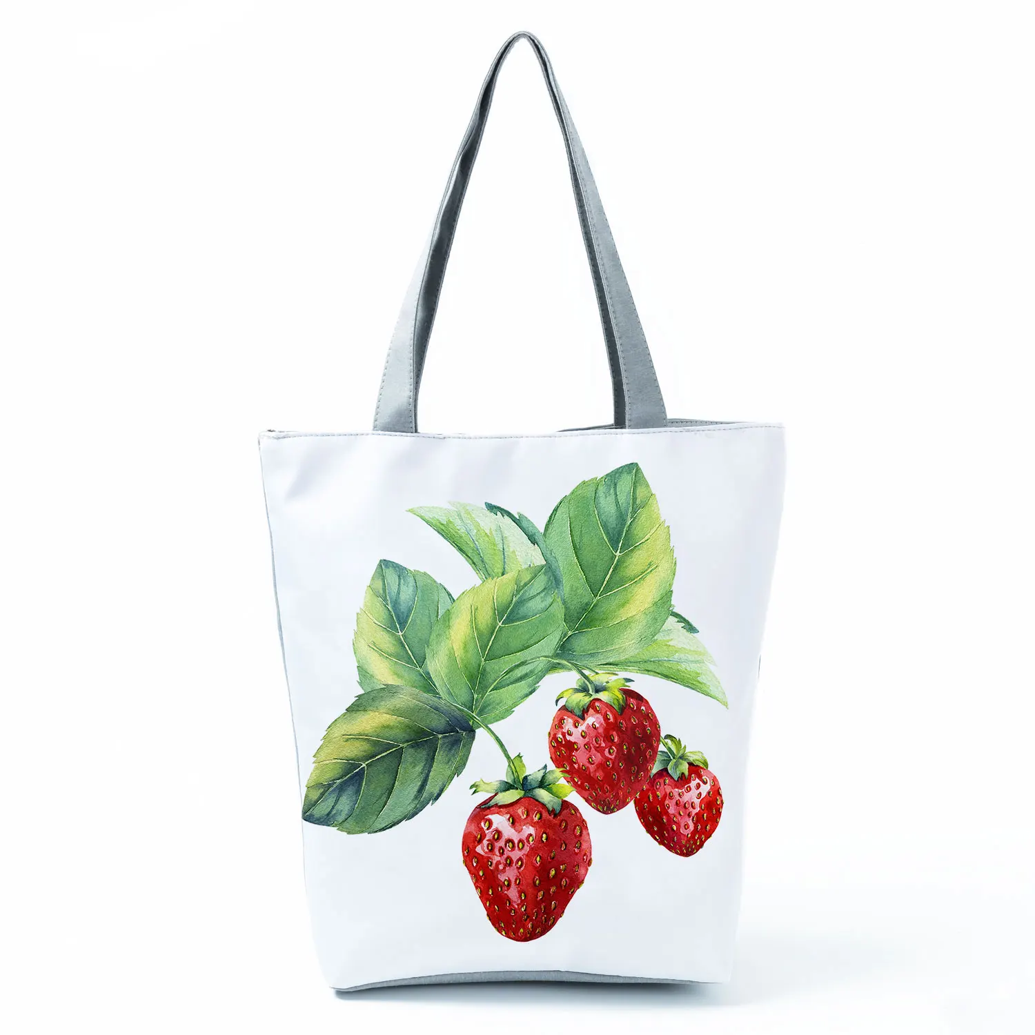 Red Floral Printed Handbag Eco Reusable High Capacity Foldable Shopping Bag Plant Floral Outdoor Travel Tote Can Custom Pattern 