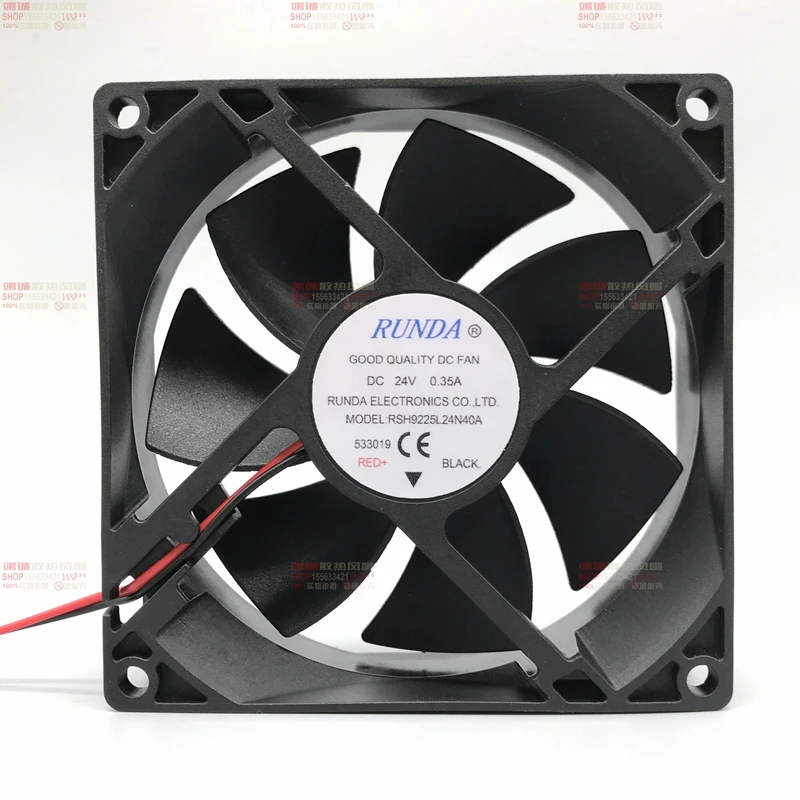 Emacro для рунда RSH9225L24N40A DC 24V 0.35A, Размеры: 90x90x25 мм 2-провод Сервер вентилятор охлаждения