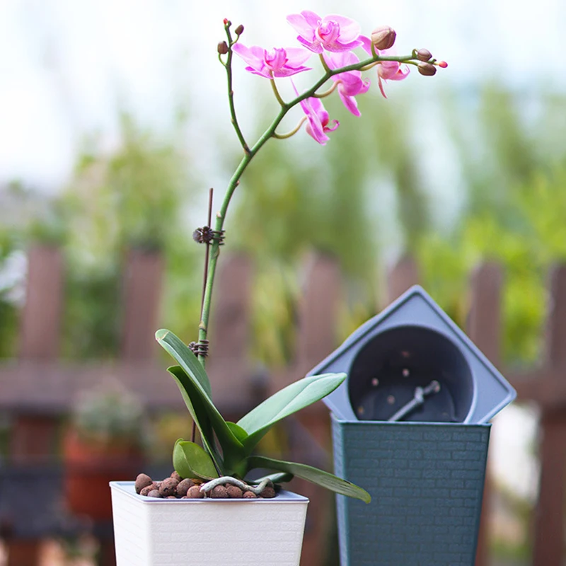 Plastic Brick Pattern Flower Pot, Imitação de