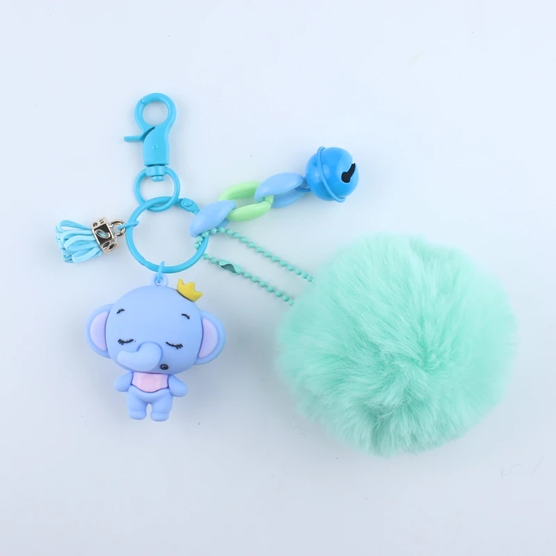 Небесно-голубой Плюшевая подвеска, мягкие игрушки, многоцветная, Kawaii, смола, слон, волосы, мяч, пара, брелок, подвеска для машины, сумка, ключ, украшения, игрушки для девочек - Цвет: Небесно-голубой