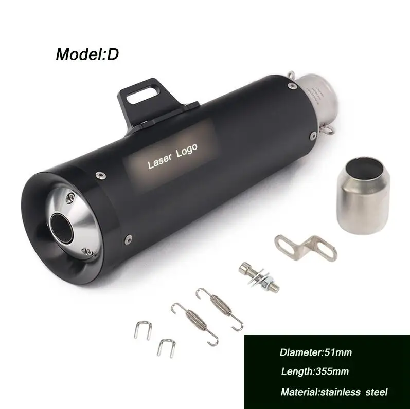 Motorcycle Stainless Steel Exhaust System Silp on 51mm Exhaust Muffler Pipe DB Killer With Laser Logo - Color: D