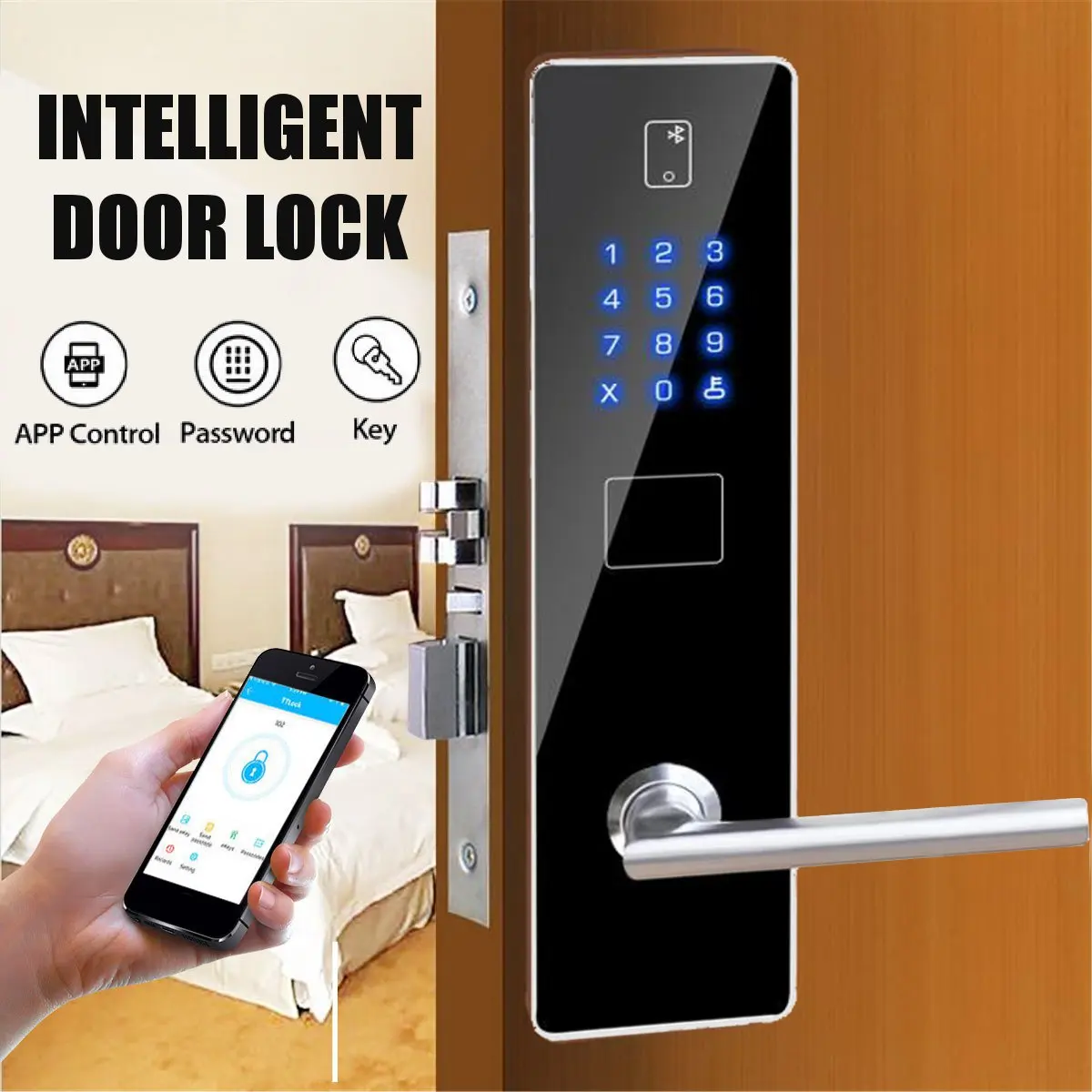 

Smart Door Lock APP Unlock Optics Digital Password Lock Smart Touch Screen Anti Theft Security Lock Kit For Home Hotel Apartment