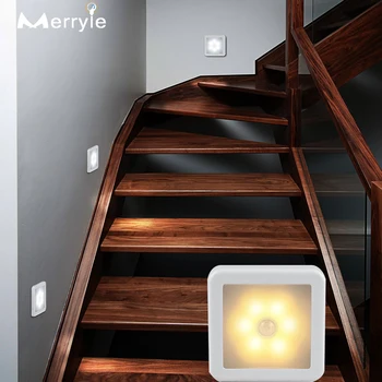 Automatic Motion Sensor LED Night Lights USB Recharge Battery Power Night Lamp Bedside Lamp for Hallway Pathway Kitchen Cabinet 1