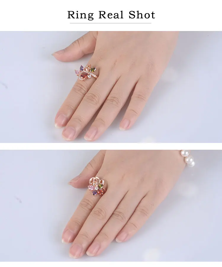 Оригинальное 9 видов стилей, разноцветное Сверкающее женское кольцо с листьями, богемный стиль, CZ Циркон, Кристальные украшения из цветов, вечерние кольца с растительным дизайном