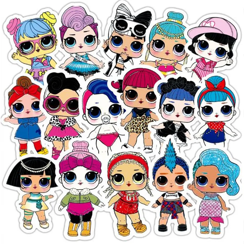 

35 pcs/set lol surprise graffiti sticker lol luggage compartment refrigerator notebook sticker children stickers birthday gifts