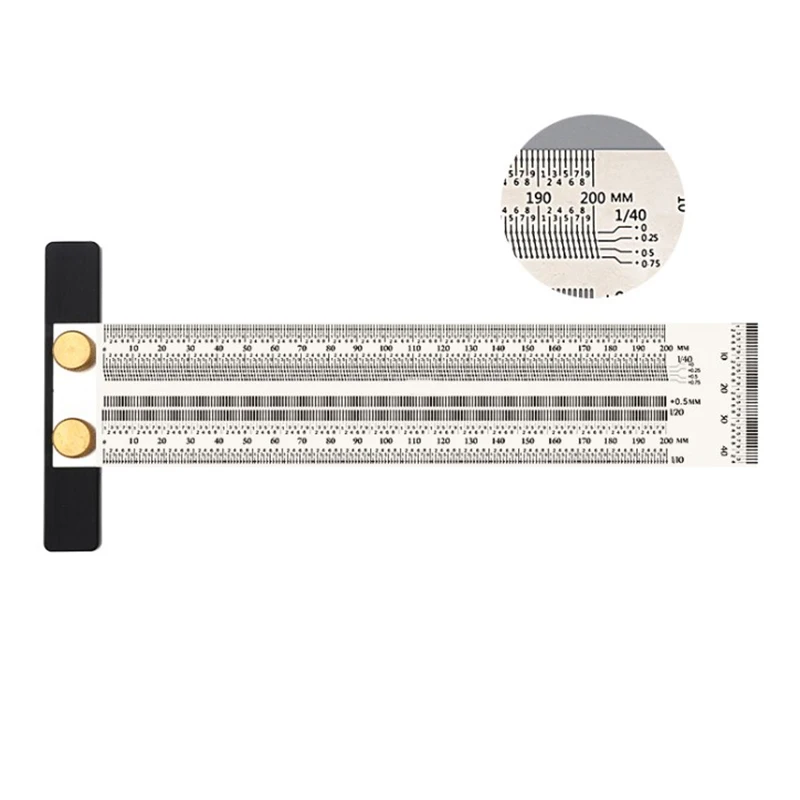 

Scale Ruler T-Type Hole Ruler Stainless Steel Woodworking Scribe Marking Gauge Carpentry Measuring Tool