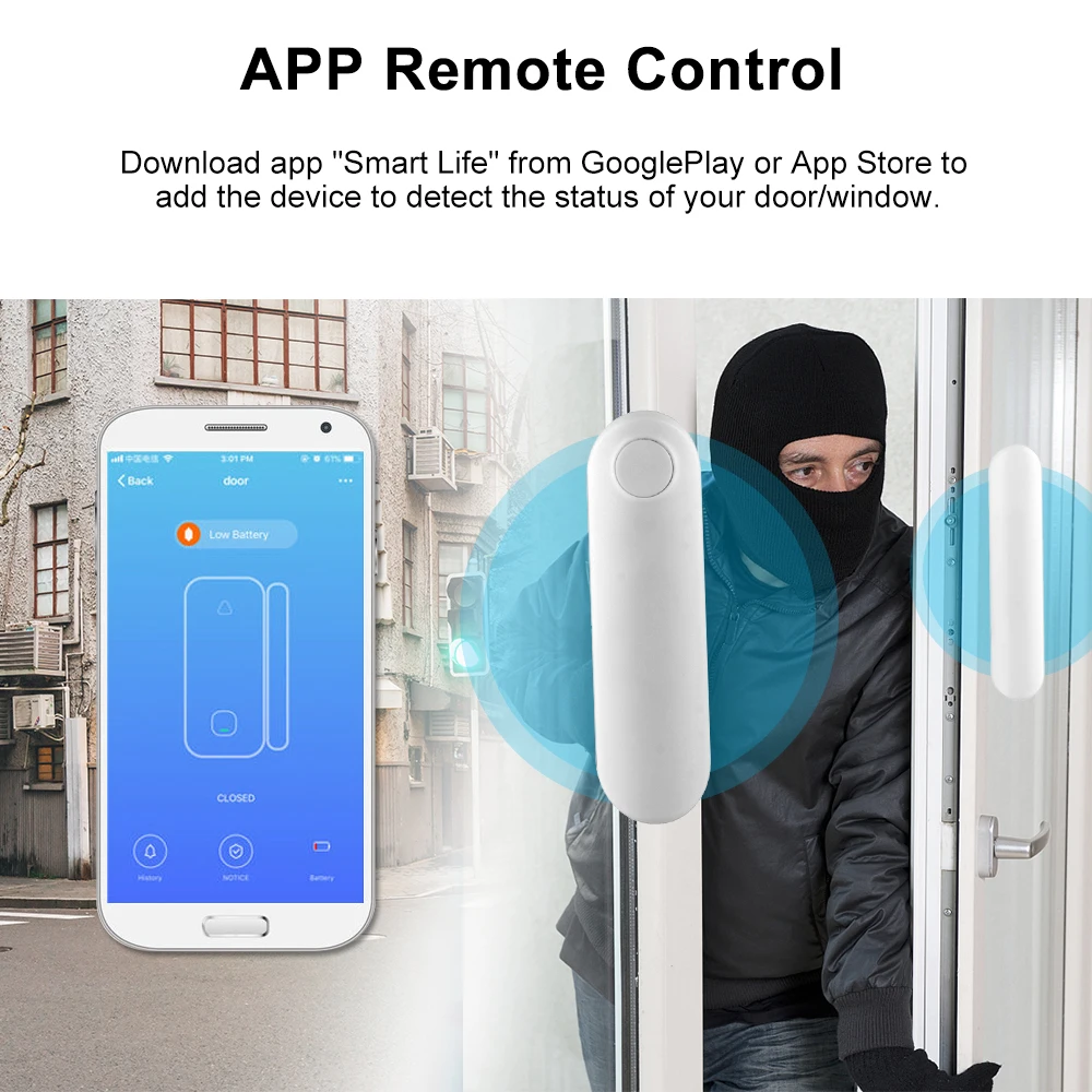 Tuya умный WiFi датчик для двери открытые/Закрытые детекторы Wifi домашняя