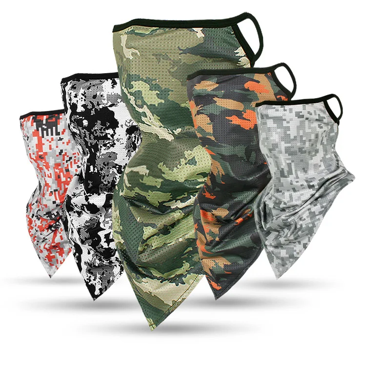 

Hanging Ear Triangular Binder Viscose Mesh Breathable Mask CS Army Fans Head Band Riding Windproof Sun-resistant Face Towel Camo