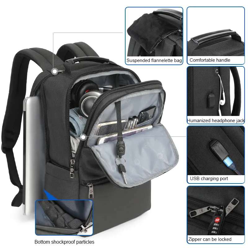 Новое поступление большой емкости для путешествий 15," 19" противоугонные рюкзаки для ноутбука мужские водонепроницаемые Модные с usb зарядным портом мужские