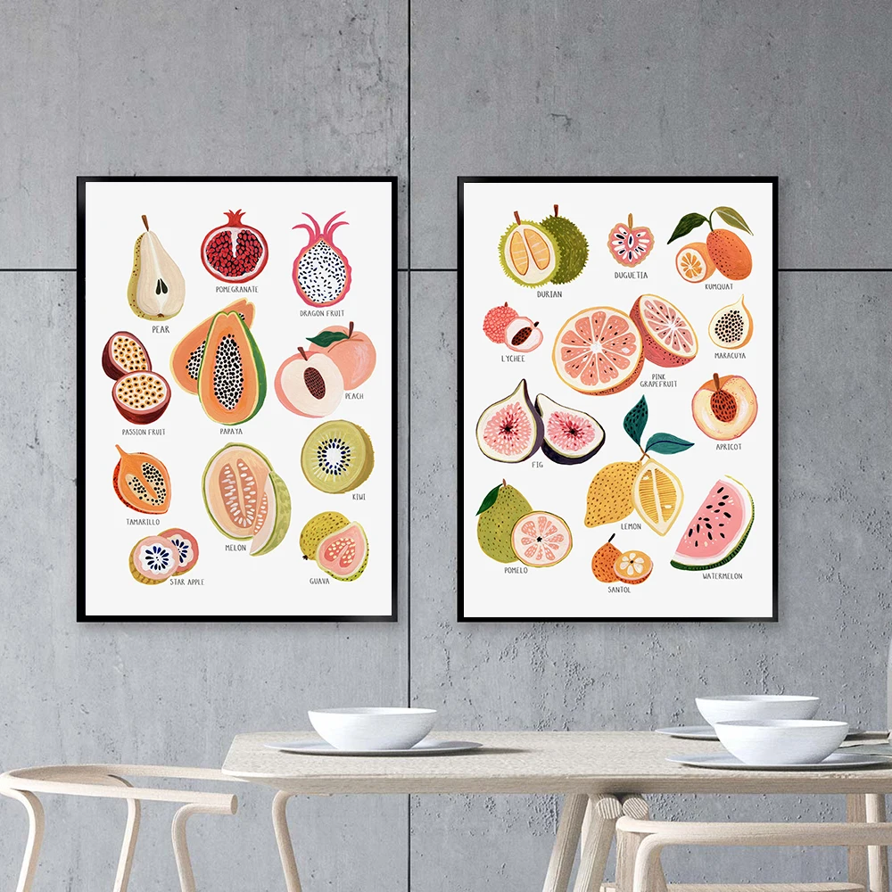 Vari Frutti Dragon Fruit Durian Lychee Canvas Painting Wall Art Nordic Posters And Prints Immagini Murali Per Living Room Decor