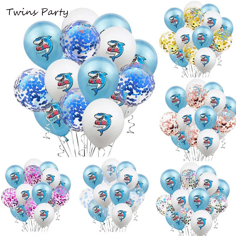 

Twins 15Pcs Boxing Shark Birthday Balloons Shark Themed Birthday Party Baby Birthday Party Layout Decoration Balloon Wholesale