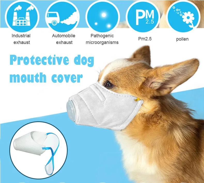 

3Pcs/set Dog Mouth Masks Dustproof Anti-fog Soft Masks Reusable White Face Cover for Pet Dogs ALS88