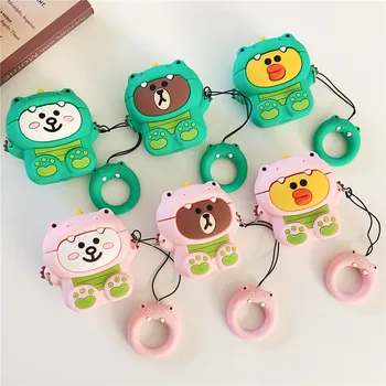 

Cute Cartoon Dinosaur animal Wireless Headphone Case for Apple AirPods 2 Airpods Cover with Ring Buckle Anti-fall