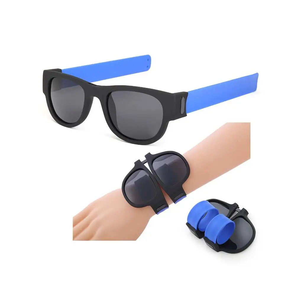 Black frame blue Kuulee Силиконовое кольцо очки наручные очки складные поляризационные очки - Цвет: Black frame blue