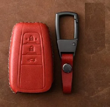 3button red 02 Натуральная кожа чехол ключа дистанционного управления автомобилем ключ чехол для Toyota CHR C-HR Prado Prius Camry Corolla RAV4 аксессуары - Название цвета: 3button red 02