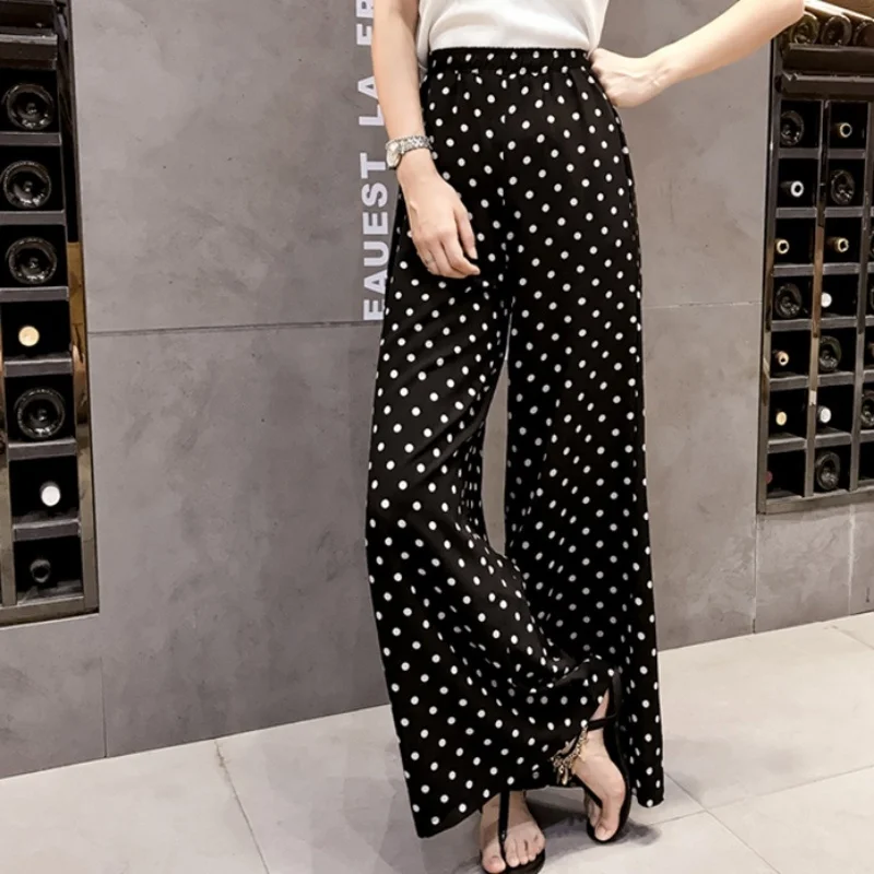 Chiffon Polka Dots Wide leg Pants 