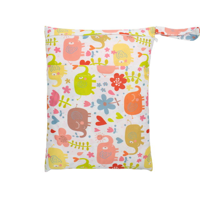 Baby Nappies Bag Printed Wet Dry Nappy Zipper Handbag Stroller Accessories For Baby Diapers Nappies Bag Reusable