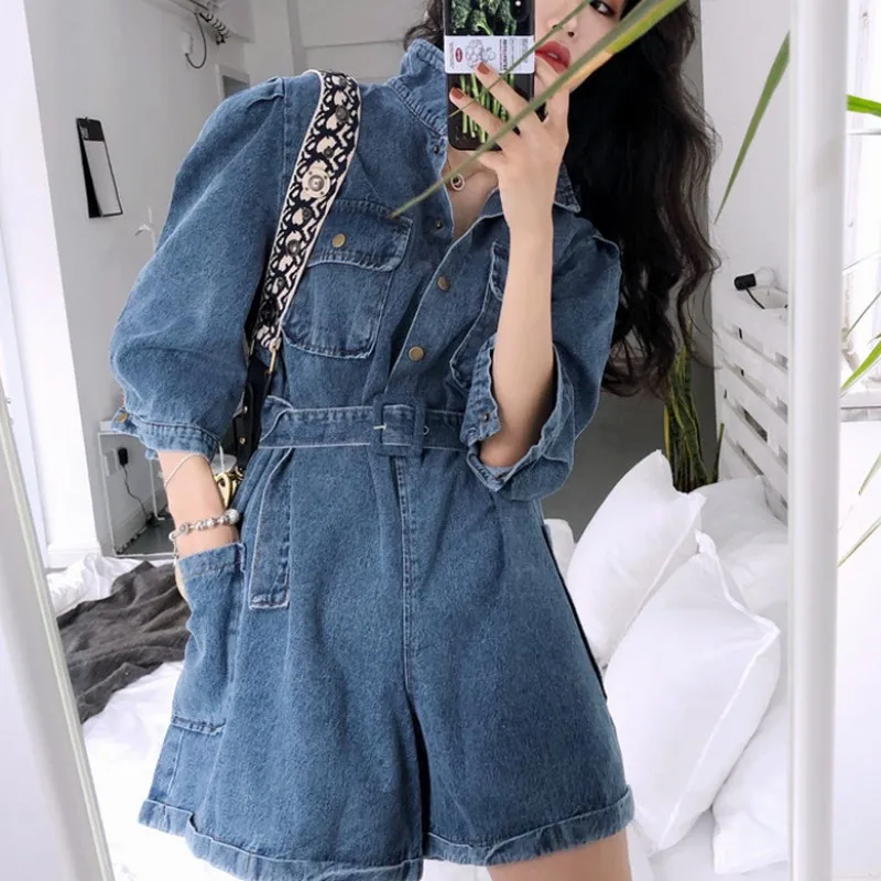 

Autumn Overalls for Women Fashion Vintage Female Overall Short Jumpsuit Women Big Pocket Casual Loose Rompers Womens Jumpsuit