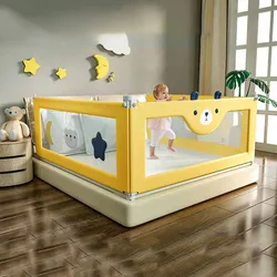2M x 2M x 2M Valla para cama de bebé de para el hogar corralito puerta de seguridad valla protectora lateral para niños pequeños adecuada para niños de 0 meses a 48 meses