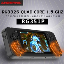 Rg351p anbernic retro jogo ps1 rk3326 64g open source system 3.5 polegada ips tela portátil handheld game console rg351gift 2500