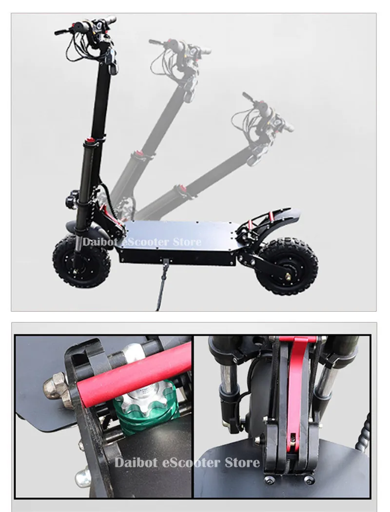 Мощный электрический скутер Daibot, внедорожный, 11 дюймов, два колеса, электрические скутеры, двойной двигатель, 3200 Вт, 60 в, 80 км/ч, электрический самокат