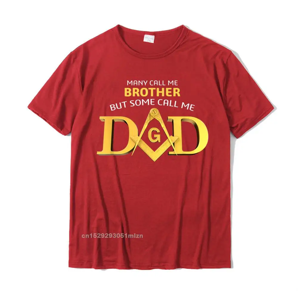 Simple StyleStreet Short Sleeve T Shirt Summer Autumn 2021 New Fashion Round Neck Cotton Tops Shirts Men T-shirts Printed On Masonic Some Call Me Dad Square Compass Freemason T-Shirt__3152 red