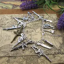 Подвеска в виде оружия браслет пистолеты Стройный значит красивый посеребренный браслет подарок для девочки/мальчика, вечерние, подарок на день рождения