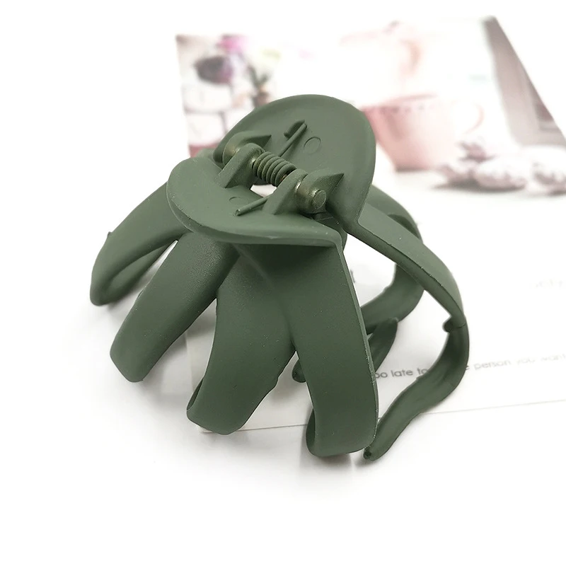 army green Женская большая блестящая акриловая заколка для волос, заколка для волос, одноцветная Заколка-краб Amoeba для женщин, Шикарные аксессуары украшения для волос - Цвет: army green