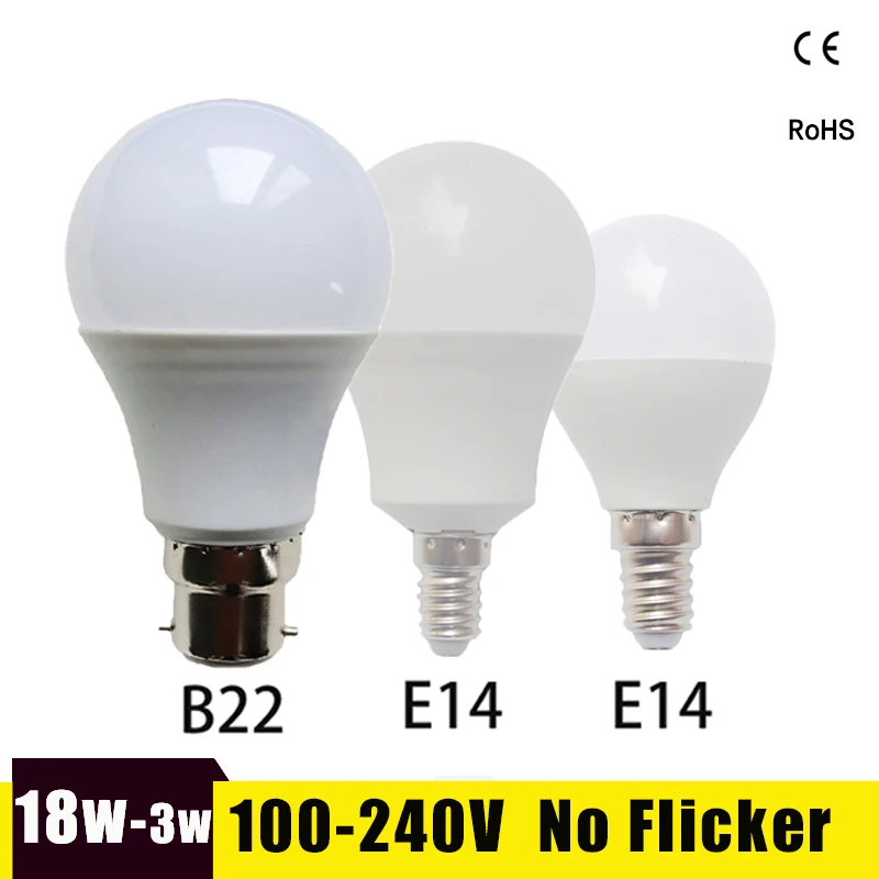 Bombilla Led E14 LED Bulb 220V 110V 3W 5W 7W 9W 12W 15W 18W B22 SMD2835 LED Light Bulb For Living Room Real Power Led Lamp